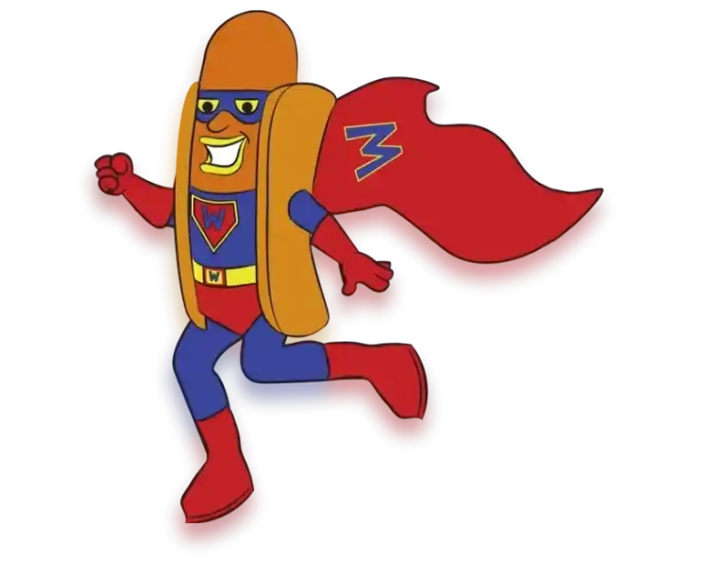 Hot Dog Wally’s superhero mascot